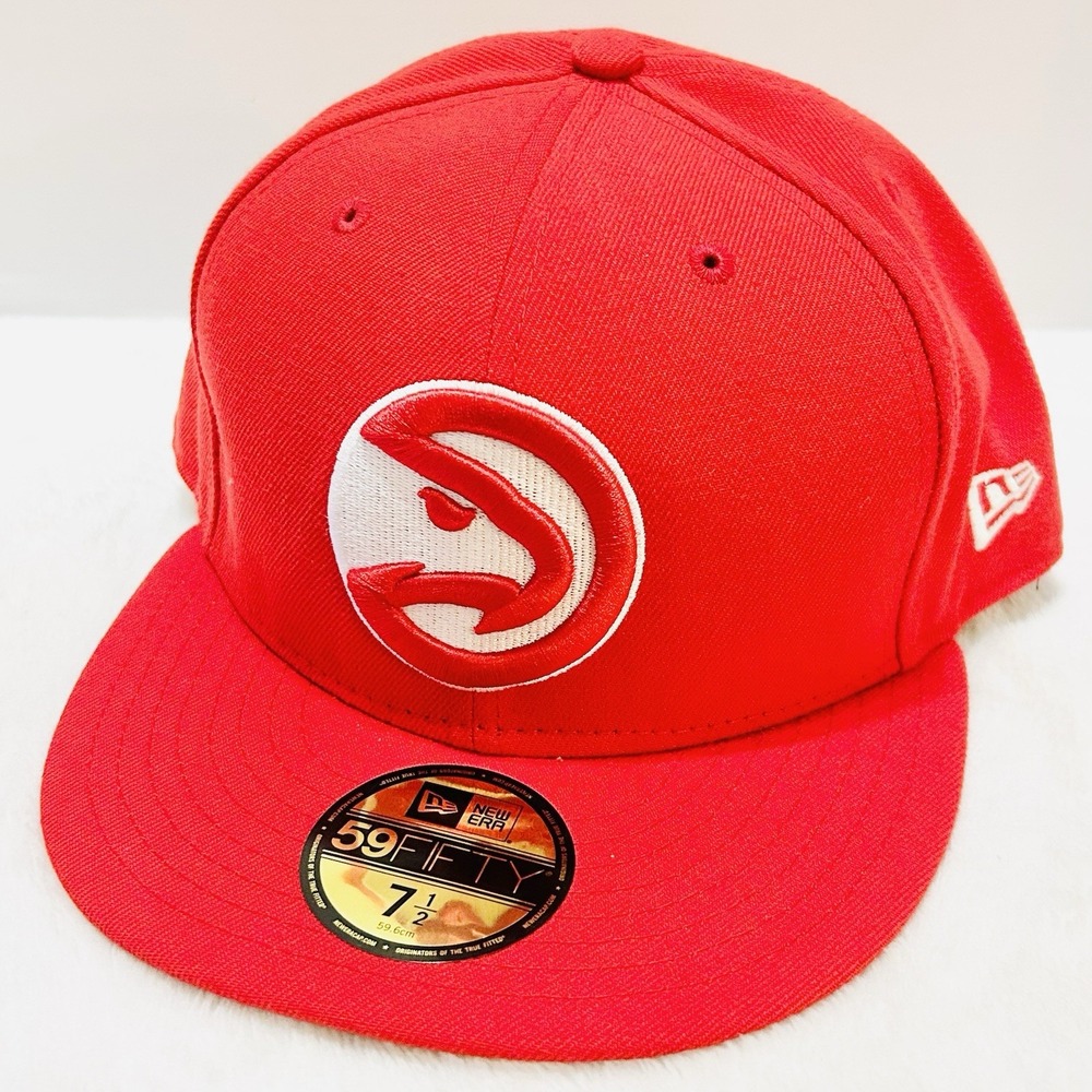 New Era Atlanta Hawks Logo 59FIFTY Fitted Hat Cap 7 1/2‎ Red NBA Basketball